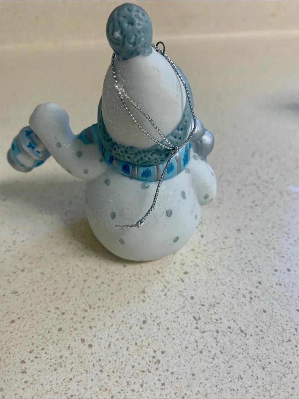 Festive Blue, White & Silver Snowman Ornament Set of 4 - Home Holiday